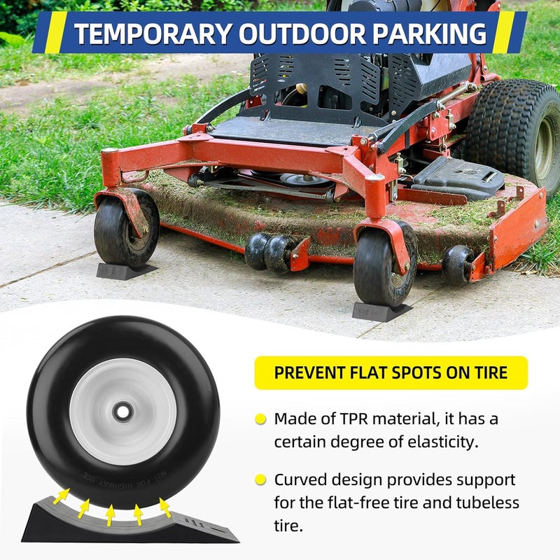 GICOOL 2-Pack Tire Saver Ramp for 13-17" Tire and Wheel, Flat-Free & Tubeless Tire Protector to Prevent Flat Spots Caused by Long Storage Parking for Riding Lawn Mower Garden Tractor - Image 4
